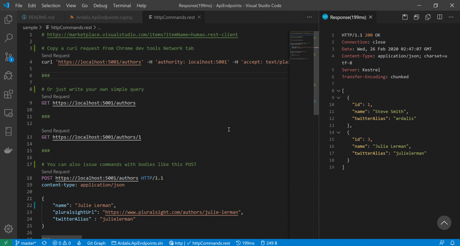 VS Code REST Client Screenshot