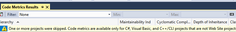 Calculate Code Metrics in VS2017 for Core and Standard Projects